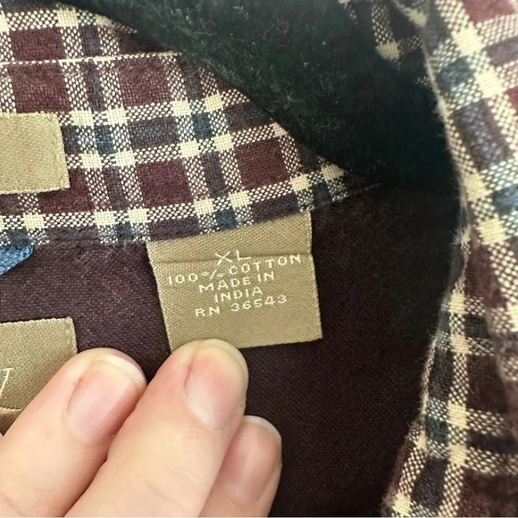 Arrow Khakis Men Button Down Long Sleeve Maroon & Navy Plaid Size XL GUC - Picture 6 of 12